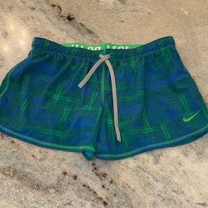 Nike Dri-Fit green and blue plaid shorts, L